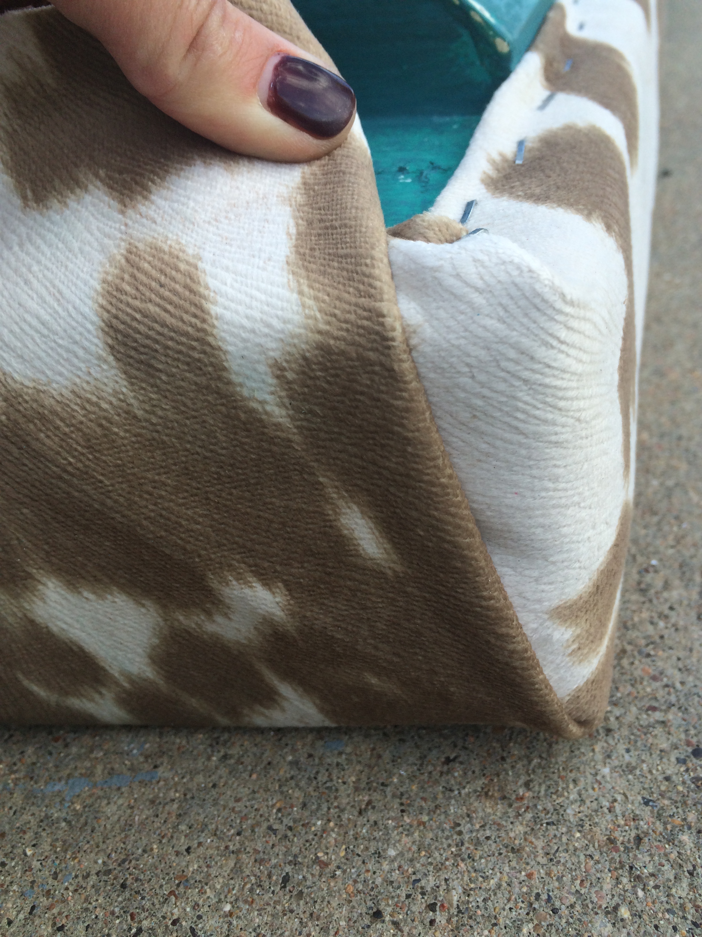 Turquoise And Faux Cowhide Bench Revival Imperfectprogress Me